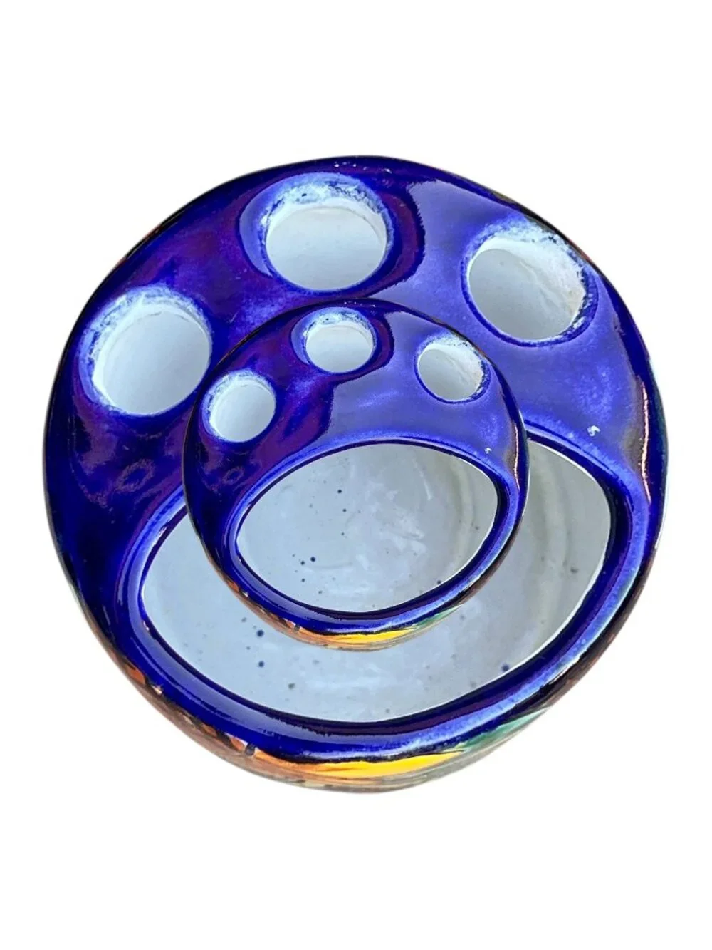 Hand-Painted Talavera Ceramic Toothbrush Holder Sunflower Design Made In Mexico